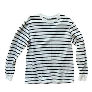 Zara Man Striped Crewneck Sweatshirt, Ivory - Size M